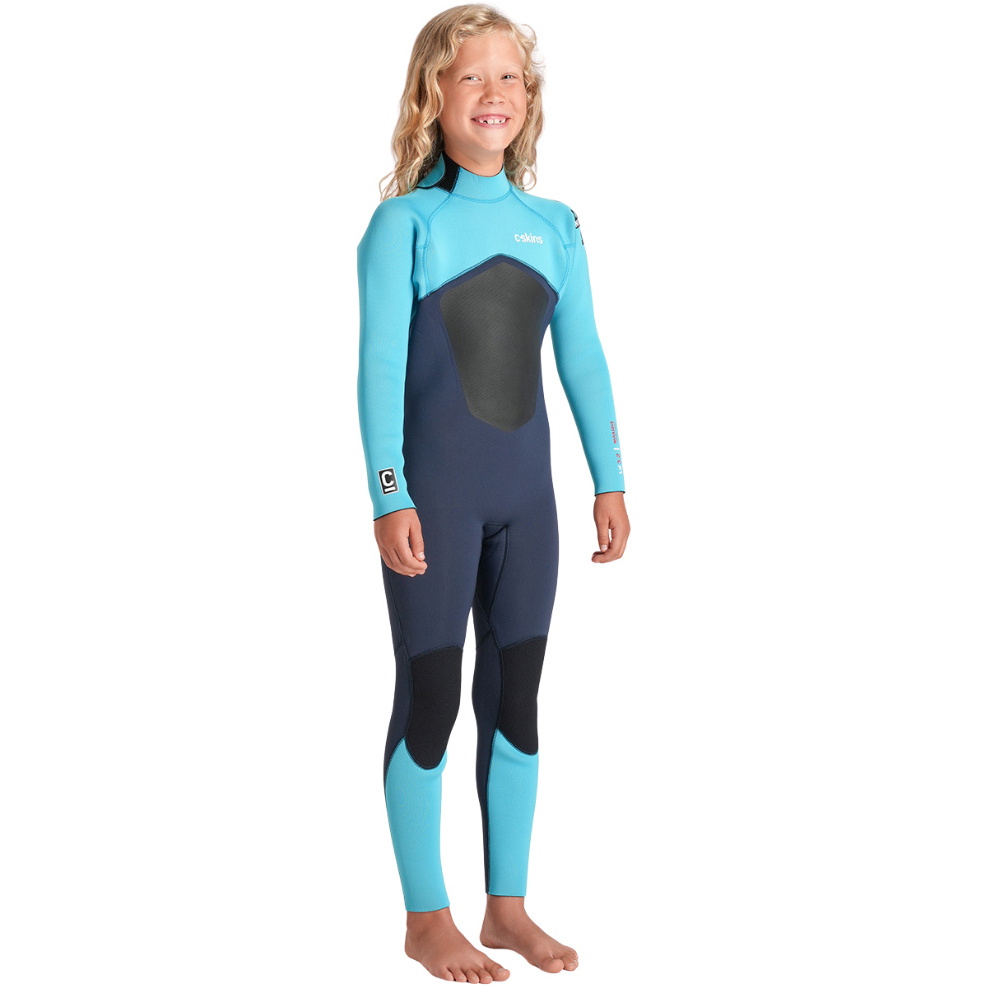 2026 C-Skins Junior Nuwave Legend 3/2mm Back Zip Wetsuit C-NLE32JBZ - Bluestone / Blue / Red